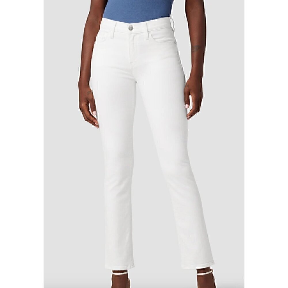 Hudson Nico Mid Rise Straight Ankle Casual Jeans Cotton Blend Size 33 White $185